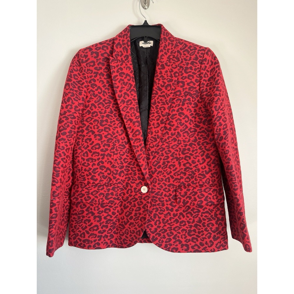Zadig & Voltaire - Viking Jac Leo Blazer in Passion Red Animal Print 38